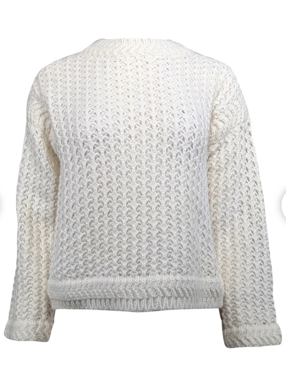 Rebecca Taylor Cream Open Knit Wool Alpaca Blend Sweater Size Small